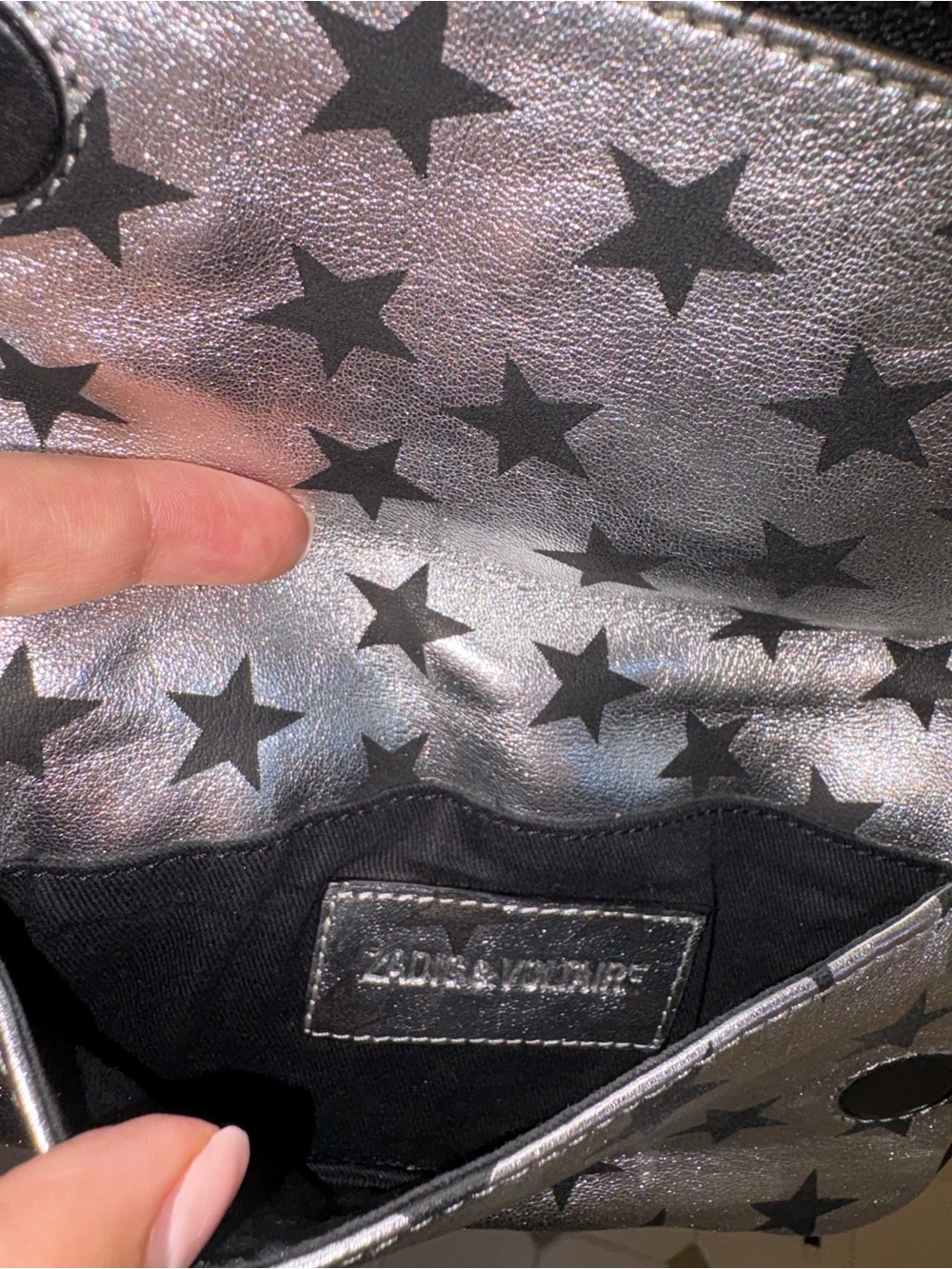 Zadig & Voltaire Rock Star Print Crossbody Bag In Silver - Picture 11 of 14